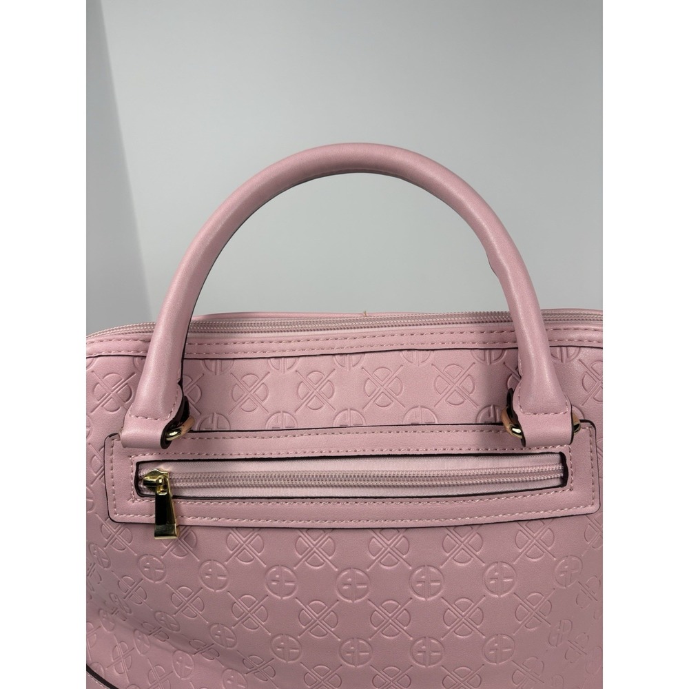 Giani Bernini Pink Signature Debossed Dome Satchel Hand Purse And Shoulder Strap - Picture 9 of 14